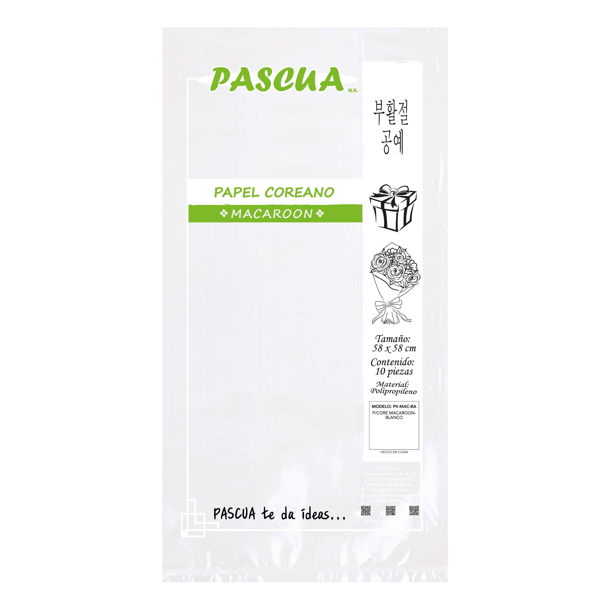 PAPEL COREANO MACAROON MC. PASCUA COLOR BLANCO 2023