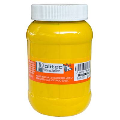 PINTURA ESCOLAR POLITEC DE 1 LITRO COLOR AMARILLO MEDIO (318)