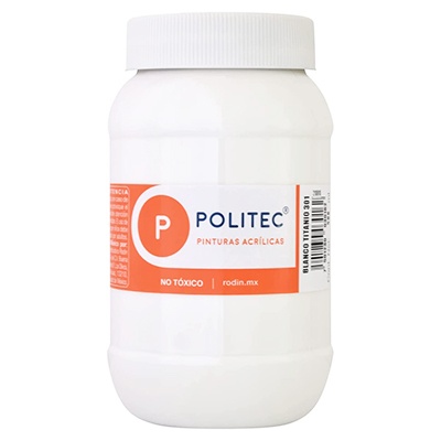 PINTURA ESCOLAR POLITEC DE 1 LITRO COLOR BLANCO TITANIO (301)