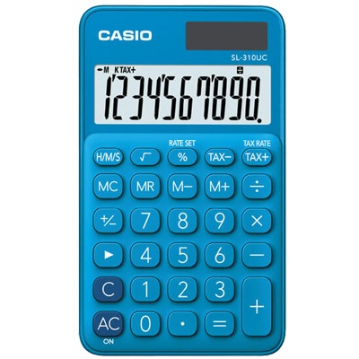 CALCULADORA BASICA 10 DIGITOS MOD. SL-310UC COLOR AZUL MC. CASIO