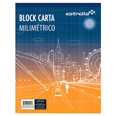 BLOCK MILIMETRICO TAMAÑO CARTA CON 50 HOJAS ESTRELLA
