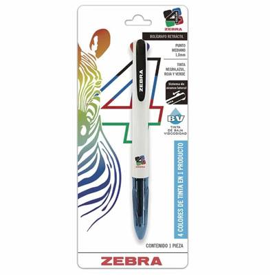 BLISTER CON 1 BOLIGRAFO DE 4 COLORES ZEBRA