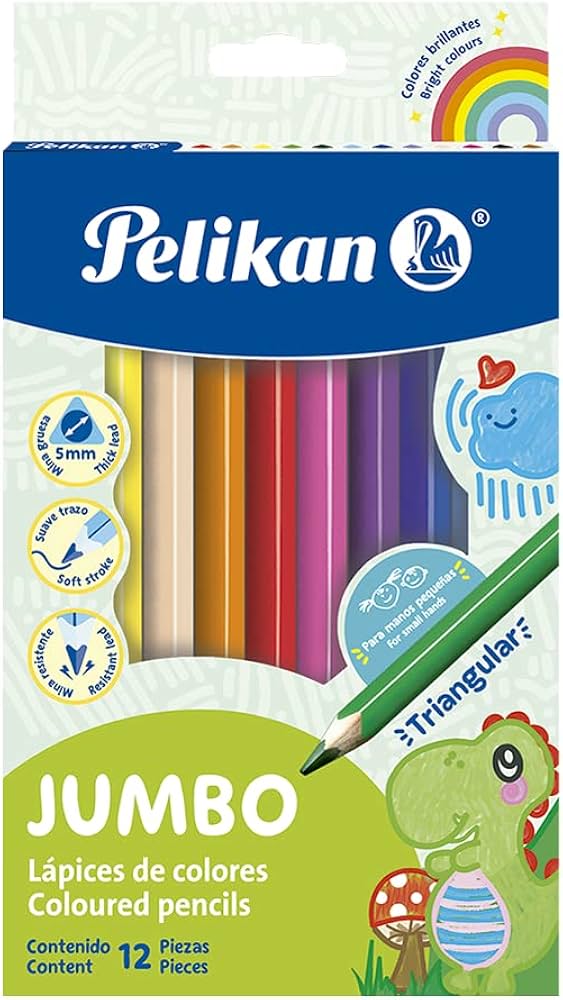 COLORES LARGOS CON 12 PIEZAS TRIANGULARES MC. PELIKAN