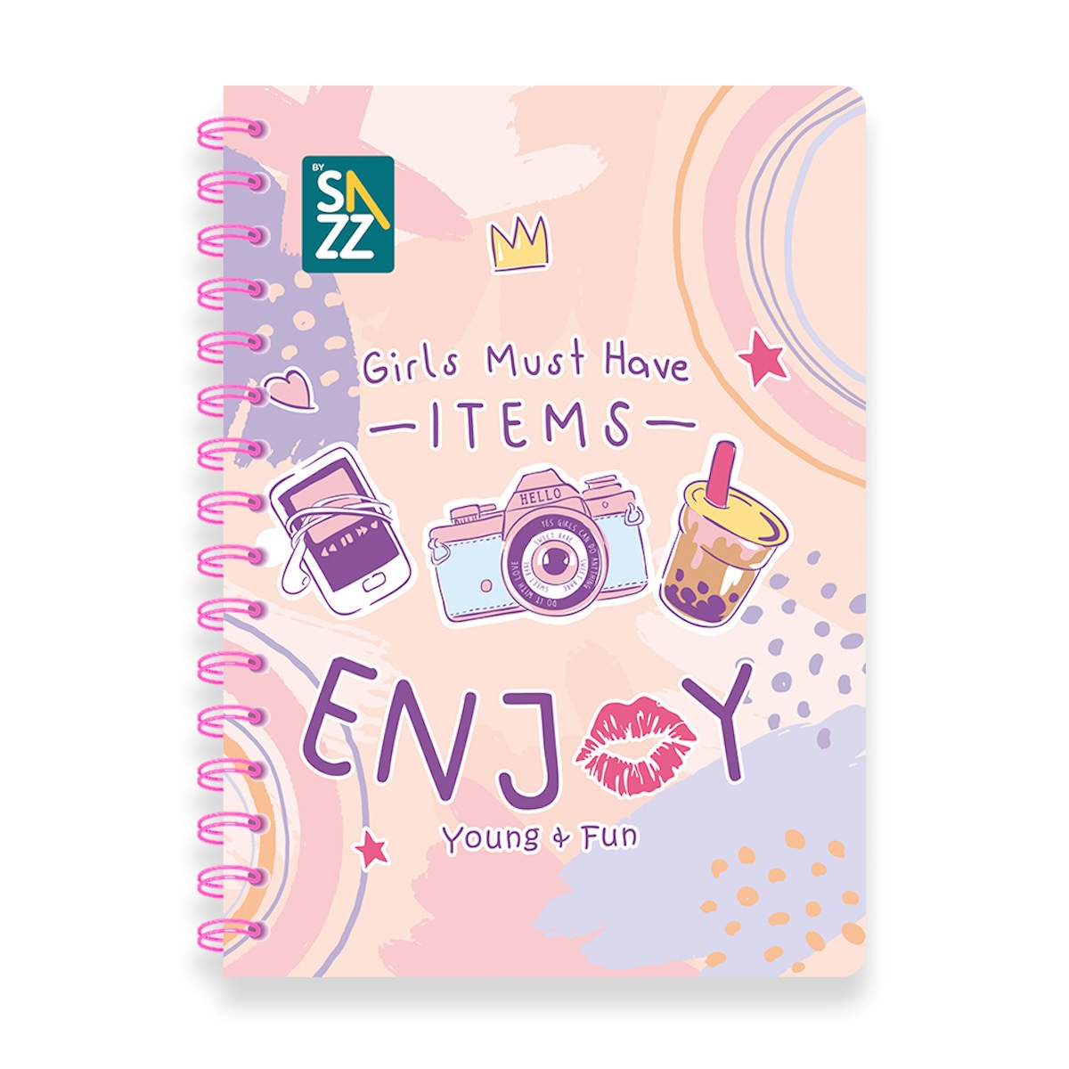 CUADERNO PROFESIONAL GIRLY CON 100 HOJAS DE RAYAS SAZZ