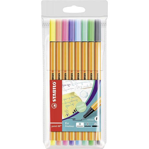PLUMIN ROTULADOR ESTUCHE C/8 PIEZAS SURTIDOS POINT 88 P/FINO COLOR PASTEL MC. STABILO