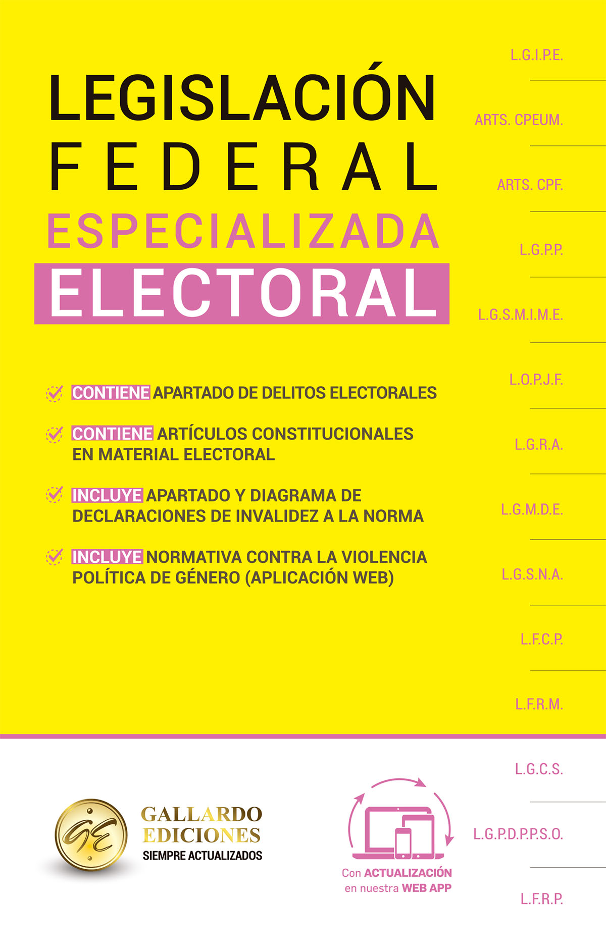 LEGISLACION FEDERAL ELECTORAL ESPECIALIZADA