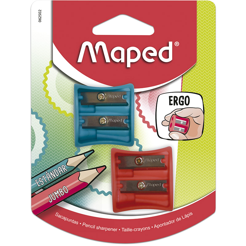 SACAPUNTAS VIVO DE 2 ORIFICIOS CON 2 PIEZAS MAPED