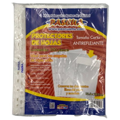 PROTECTOR DE HOJAS TAMAÑO CARTA CON 100 PIEZAS PASCUA